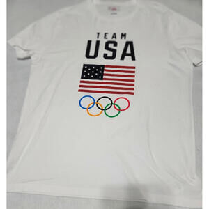 Team USA Olympic T‑Shirt Men’s Size MD White Flag Rings Graphic Tee